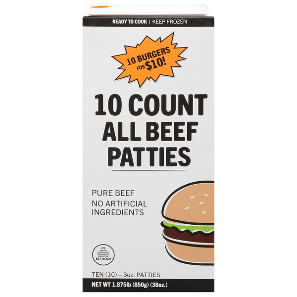 10 Count All Beef 3 Oz Patties 10 Count All Beef 3 Oz Patties