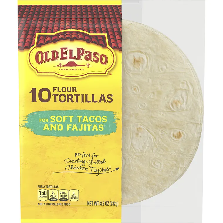 10 Flour Tortillas For Soft Tacos & Fajitas 8.2 Oz 10 Flour Tortillas For Soft Tacos & Fajitas 8.2 Oz
