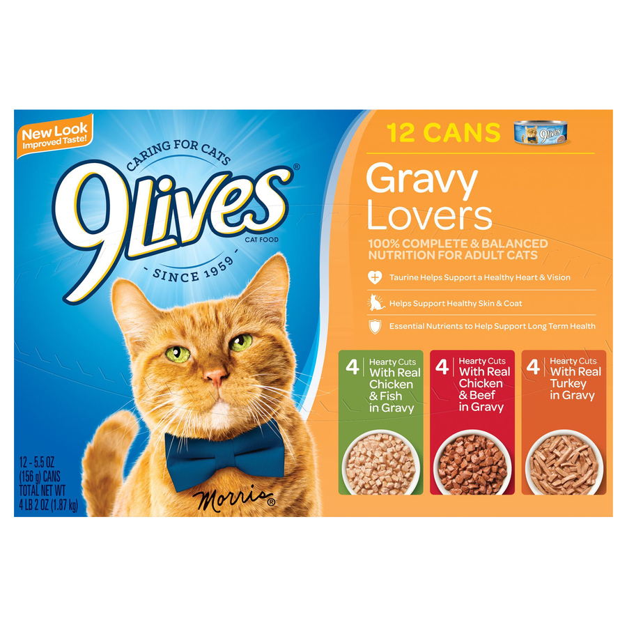 9LivesGravyLoversAdultCatsTwelve5.5OzCans