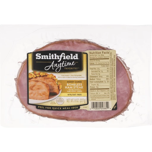 Anytime Honey Cured Boneless Ham Steak 8 Oz