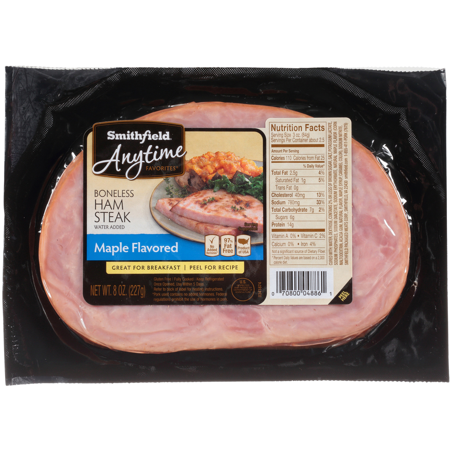 Anytime Maple Flavored Boneless Ham Steak 8 Oz