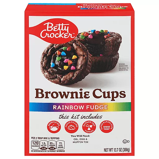 BettyCrockerRainbowFudgeBrownieCupsKit13.7Oz BettyCrockerRainbowFudgeBrownieCupsKit13.7Oz