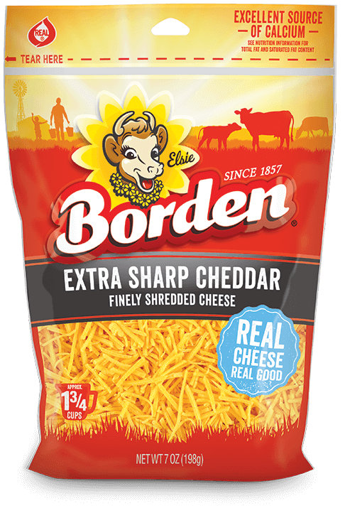 BordenExtraSharpCheddarFinelyShredded7Oz BordenExtraSharpCheddarFinelyShredded7Oz