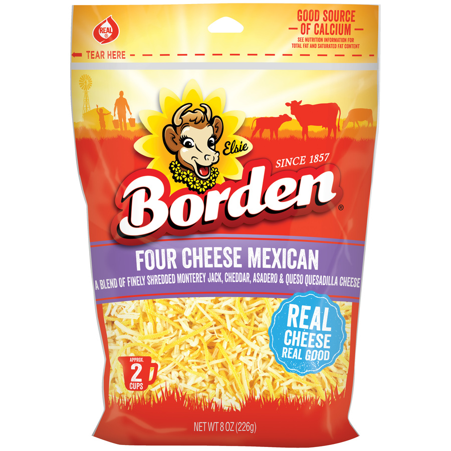 BordenFourCheeseMexicanFinelyShreddedCheese8OzCrocker
