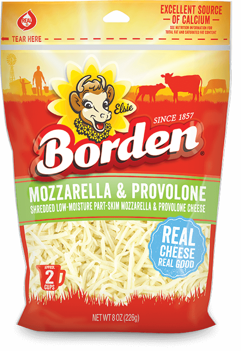 BordenMozzarellaProvoloneShreddedCheese8Oz BordenMozzarellaProvoloneShreddedCheese8Oz