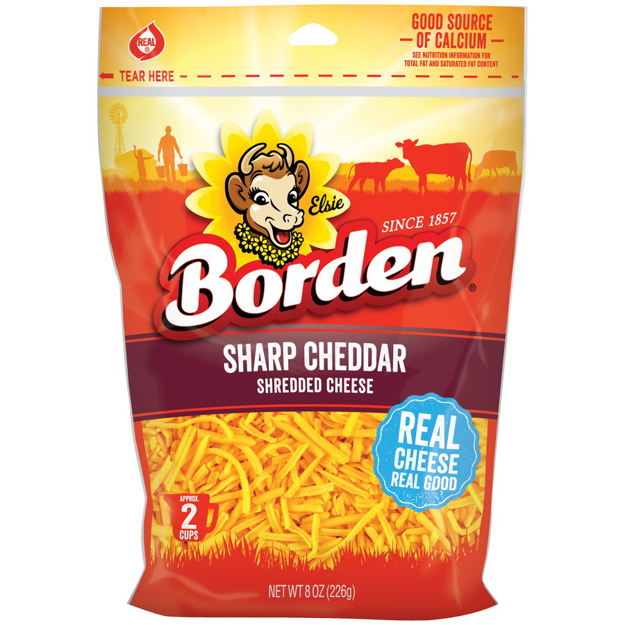 BordenSharpCheddarShreddedCheese8OzCrocker