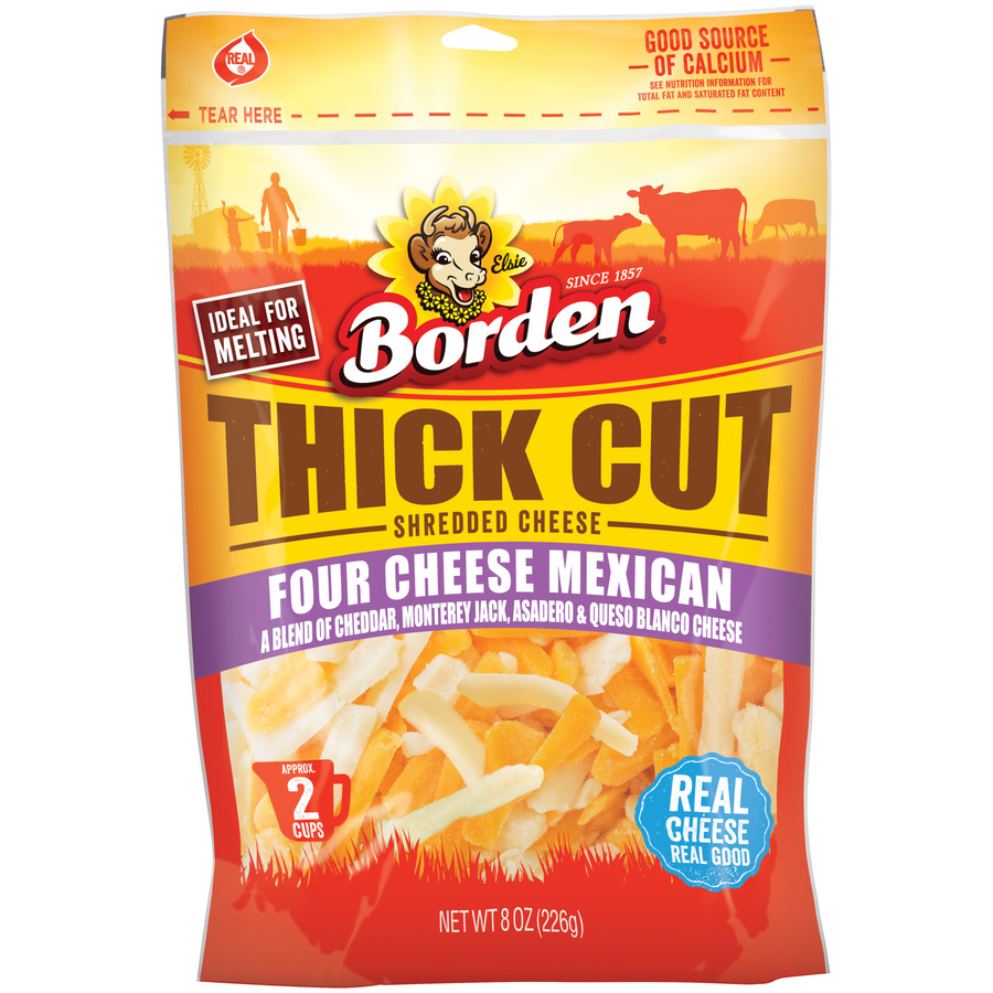 BordenThickCutFourCheeseMexicanShreddedCheese8Oz BordenThickCutFourCheeseMexicanShreddedCheese8Oz