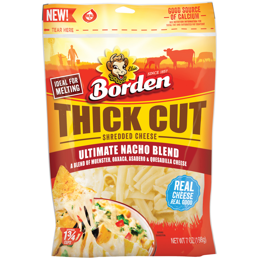 BordenThickCutUltimateNachoBlendShreddedCheese7Oz BordenThickCutUltimateNachoBlendShreddedCheese7Oz
