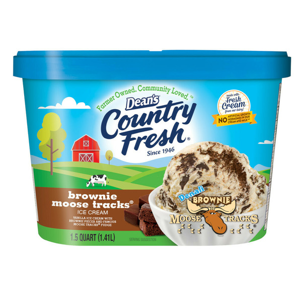 Dean's Country Fresh Brownie Moose Tracks Ice Cream 1.5 Quart