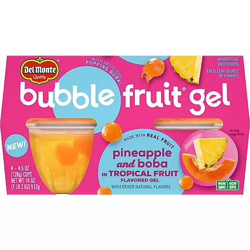 Bubble Fruit Gel Pineapple & Boba Four 4.5 Oz Cups