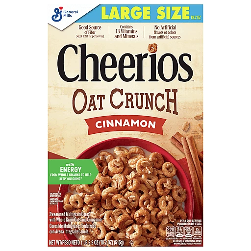 CheeriosCinnamonOatCrunchLargeSize1LB2.2Oz
