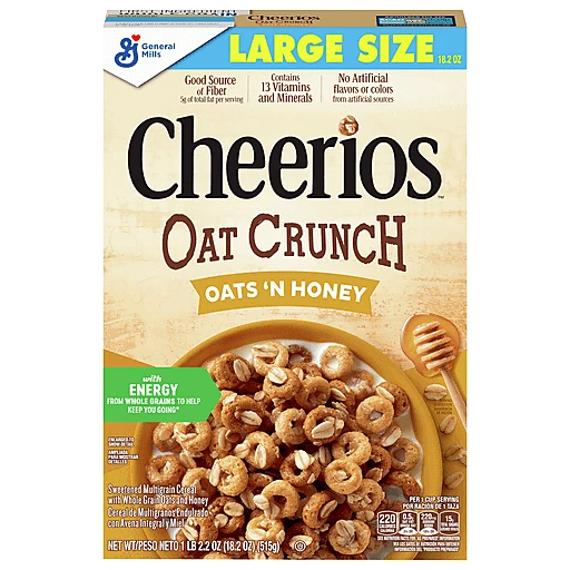 CheeriosOatCrunchOatsNHoneyLargeSize1LB2.2Oz