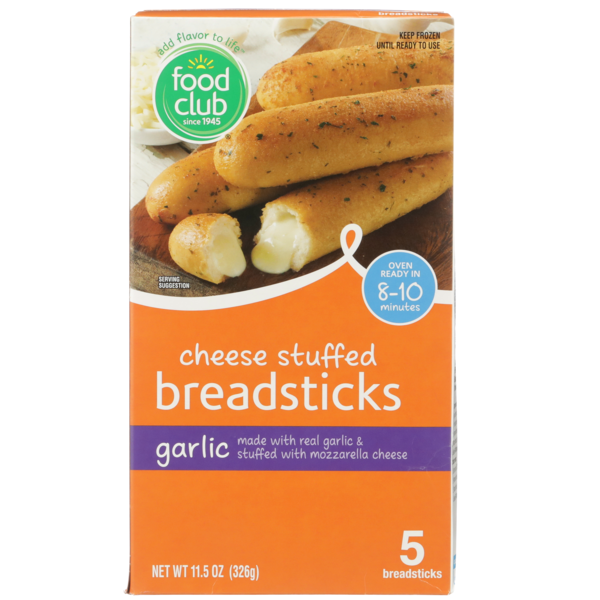 Food Club Cheese Stuffed Garlic Breadsticks 11.5 Oz