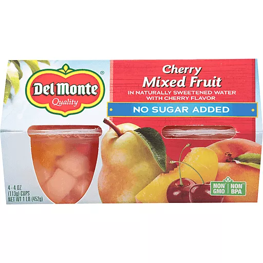 Cherry Mixed Fruit, No Sugar Four 4 Oz Cups
