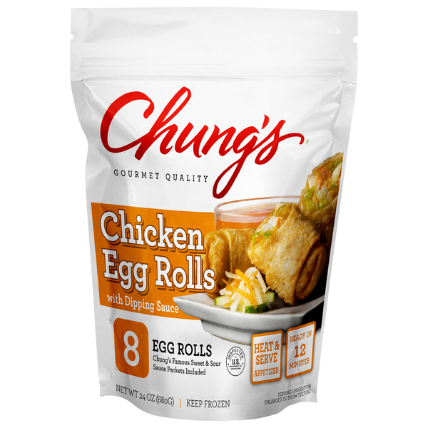 Chung's Chicken Egg Rolls 8 Each 24 Oz Chung's Chicken Egg Rolls 8 Each 24 Oz