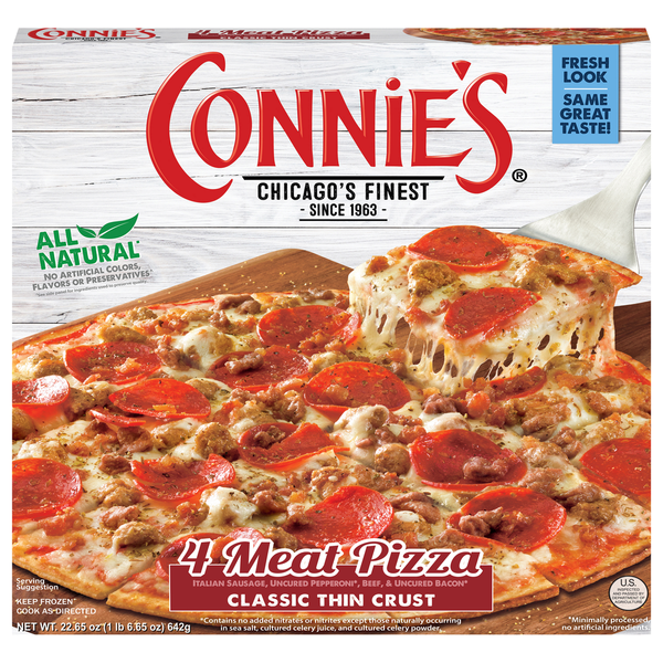 Connie's Classic Thin Crust 4 Meat Pizza 22.65 Oz