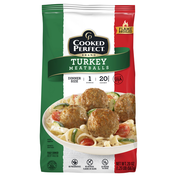 Cooked Perfect Turkey Meatballs 20 Oz
