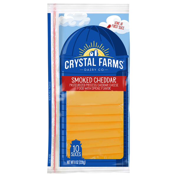 Crystal Farms Smoked Cheddar Sliced Cheese 8 Oz