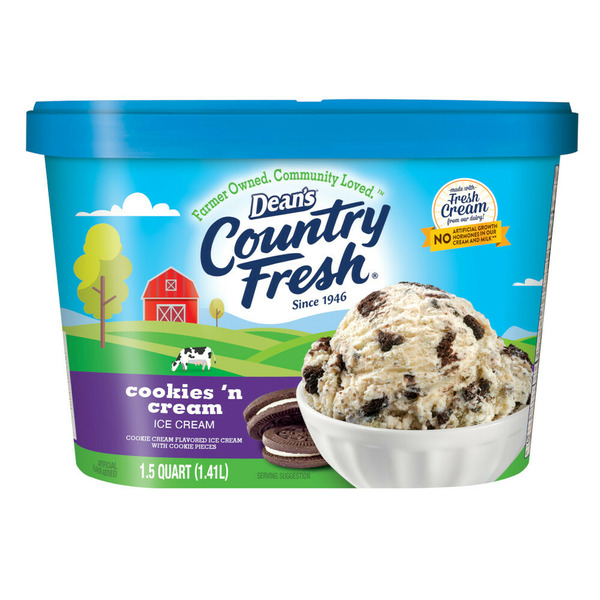 Dean's Country Fresh Cookies N Cream Ice Cream 1.5 Quart