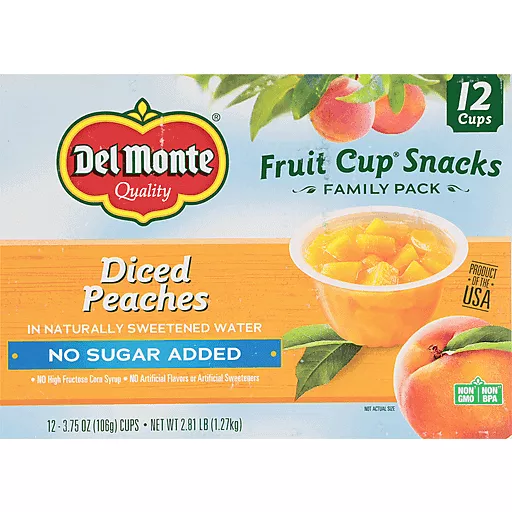 Diced Peaches Family Pack Twelve 3.75 Oz Cups