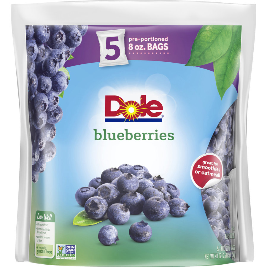 Dole Blueberries Five Pre-Portioned 8 Oz Bags Dole Blueberries Five Pre-Portioned 8 Oz Bags