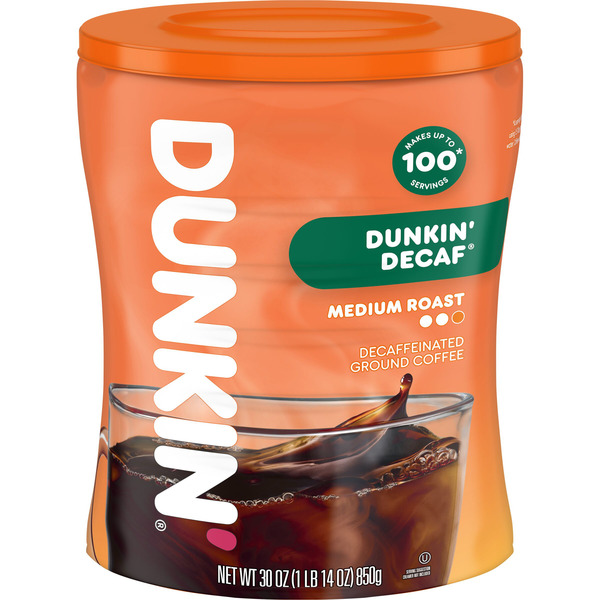 Dunkin' Medium Roast Decaf Ground 30 Oz