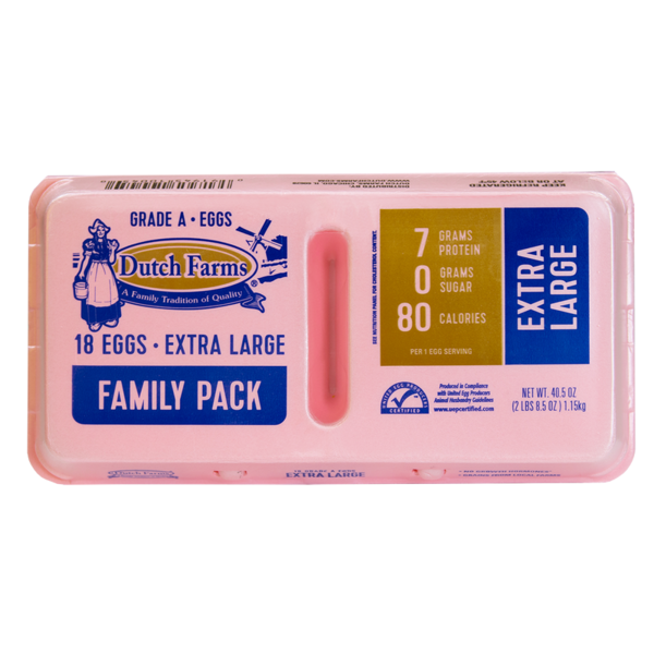 Dutch Farms 18 Extra Large Eggs Family Pack