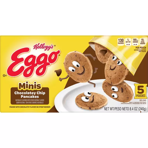 Eggo Minis Chocolatey Chip Pancakes 5 Pouches 8.4 Oz Eggo Minis Chocolatey Chip Pancakes 5 Pouches 8.4 Oz