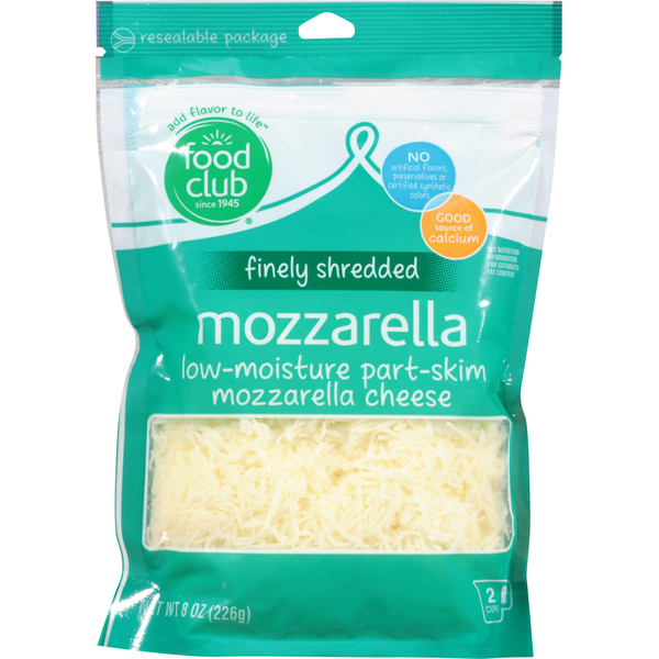 Food Club Finely Shredded Mozzarella Cheese 8 Oz Food Club Finely Shredded Mozzarella Cheese 8 Oz