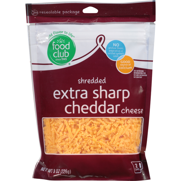 Food Club Extra Sharp Cheddar Cheese 8 Oz Food Club Extra Sharp Cheddar Cheese 8 Oz