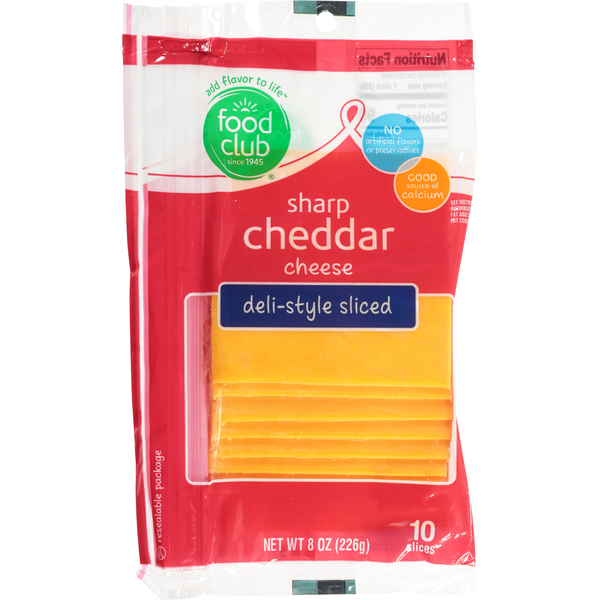 Food Club Sharp Cheddar Deli Sliced Cheese 8 Oz