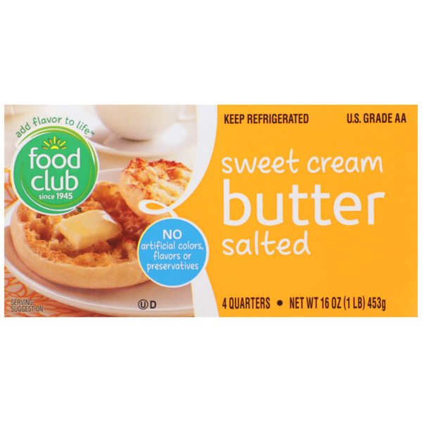 Food Club Sweet Cream Salted Butter 1 LB Food Club Sweet Cream Salted Butter 1 LB