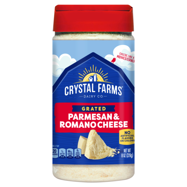 Crystal Farms Grated Parmesan & Romano Cheese 8 Oz