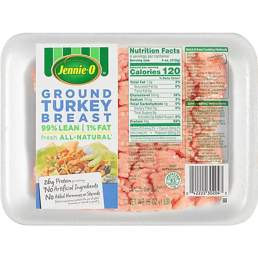 Ground Turkey Breast 99% Lean 1% Fat 16 Oz Ground Turkey Breast 99% Lean 1% Fat 16 Oz