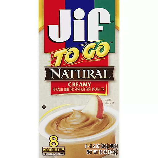 Jif To Go Creamy Natural Eight 1.5 Oz Cups Jif To Go Creamy Natural Eight 1.5 Oz Cups
