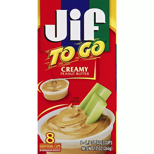 Jif To Go Creamy Peanut Butter Eight 1.5 Oz Cups Jif To Go Creamy Peanut Butter Eight 1.5 Oz Cups