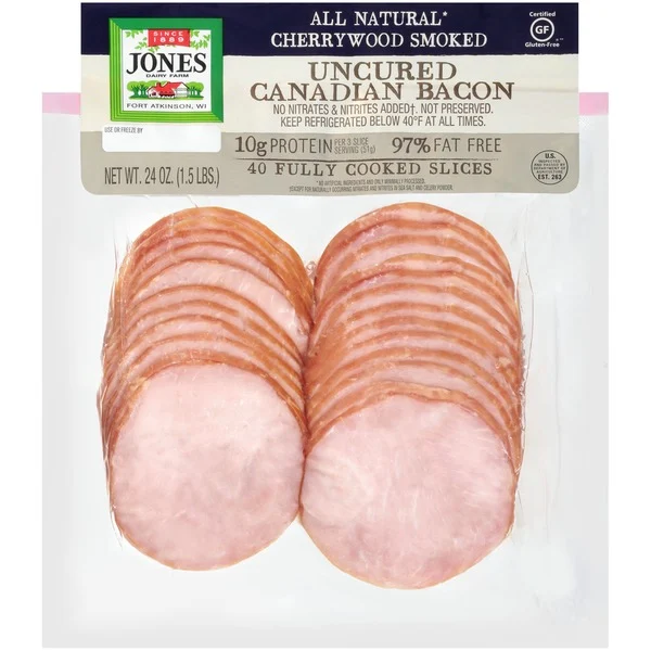 Jones Dairy Farm Uncured Canadian Bacon 24 Oz Jones Dairy Farm Uncured Canadian Bacon 24 Oz