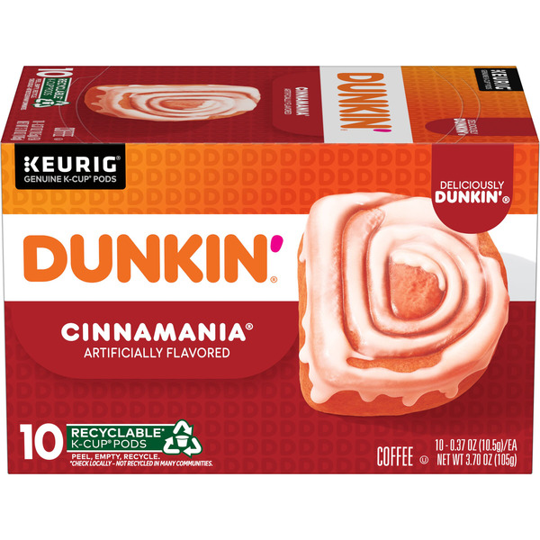 Dunkin' K-Cup Cinnamania Coffee 10 Pods 3.70 Oz