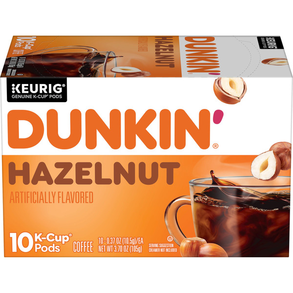 Dunkin' K-Cup Hazelnut Coffee 10 Pods 3.70 Oz