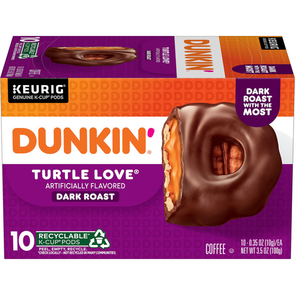 Dunkin' K-Cup Turtle Love Dark Roast 10 Pods 3.5Oz