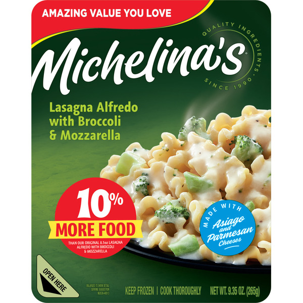 Michelina's Lasagna Alfredo Broccoli Mozzarella 9.35 Oz