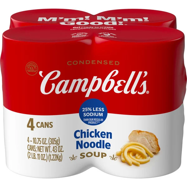 Campbell's Less Sodium Chicken Noodle 4 Cans 43 Oz