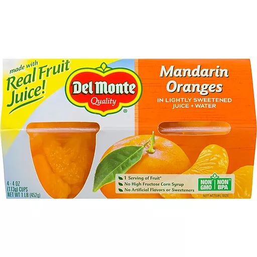 Mandarin Oranges Lightly Sweetened Four 4 Oz Cups