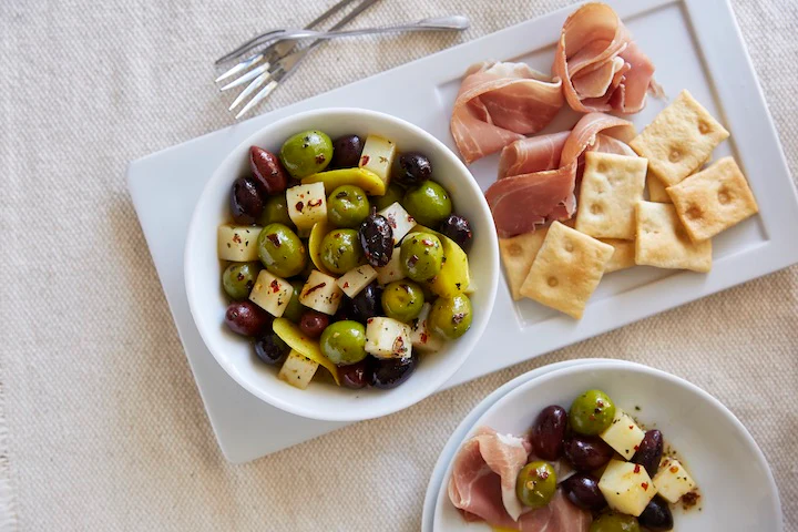 Marinated Mixed Olives With Whole Fancy Colossal Green Olives
