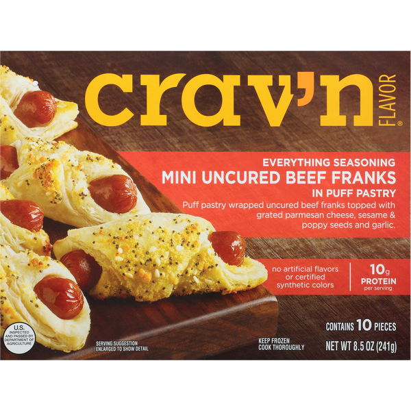 Crav'n Mini Uncured Beef Franks 10 Each 8.5 Oz