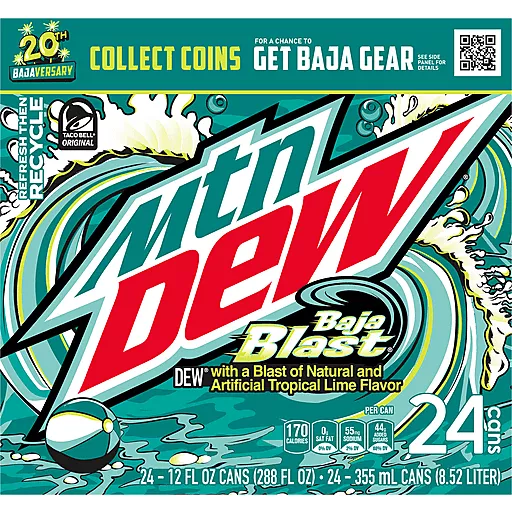 Mountain Dew Baja Blast Twenty-Four 12 FL Oz Cans Mountain Dew Baja Blast Twenty-Four 12 FL Oz Cans