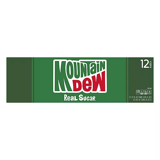 Mountain Dew Real Sugar Twelve 12 FL Oz Cans Mountain Dew Real Sugar Twelve 12 FL Oz Cans