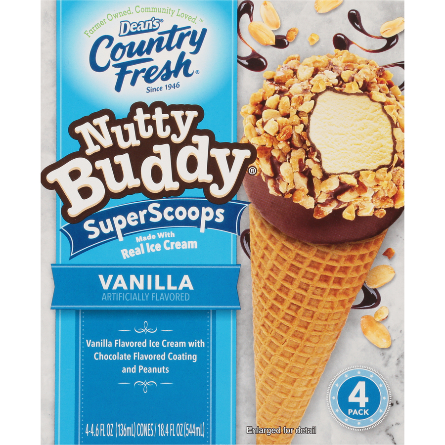 NuttyBuddySuperScoopsVanillaConesFourEach18.4FLOz