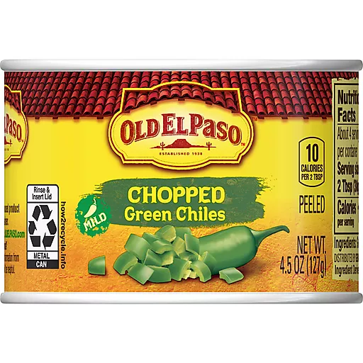 Old El Paso Chopped Mild Green Chiles 4.5 Oz Old El Paso Chopped Mild Green Chiles 4.5 Oz