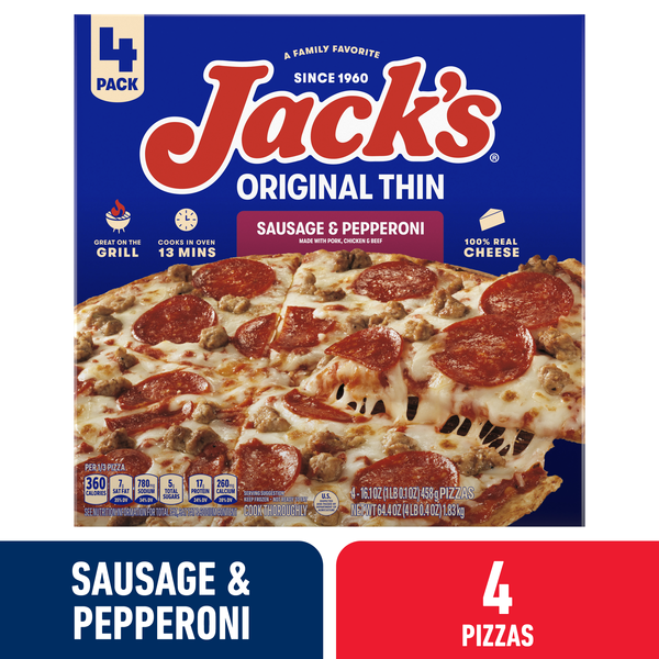 Jack's Original Thin Sausage & Pepperoni 4 Pack 64.4 Oz Jack's Original Thin Sausage & Pepperoni 4 Pack 64.4 Oz